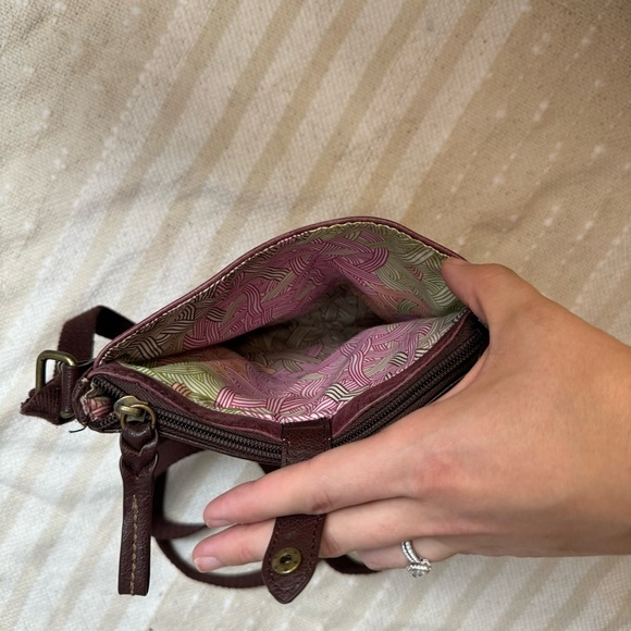 The Sak small leather burgundy & feather boho crossbody purse - Picture 9 of 15